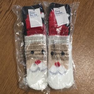 Set of 2 pairs Cozy Santa Socks, New